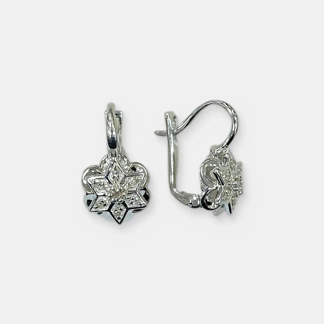 Серебряные серьги с бриллиантами "Цветы"